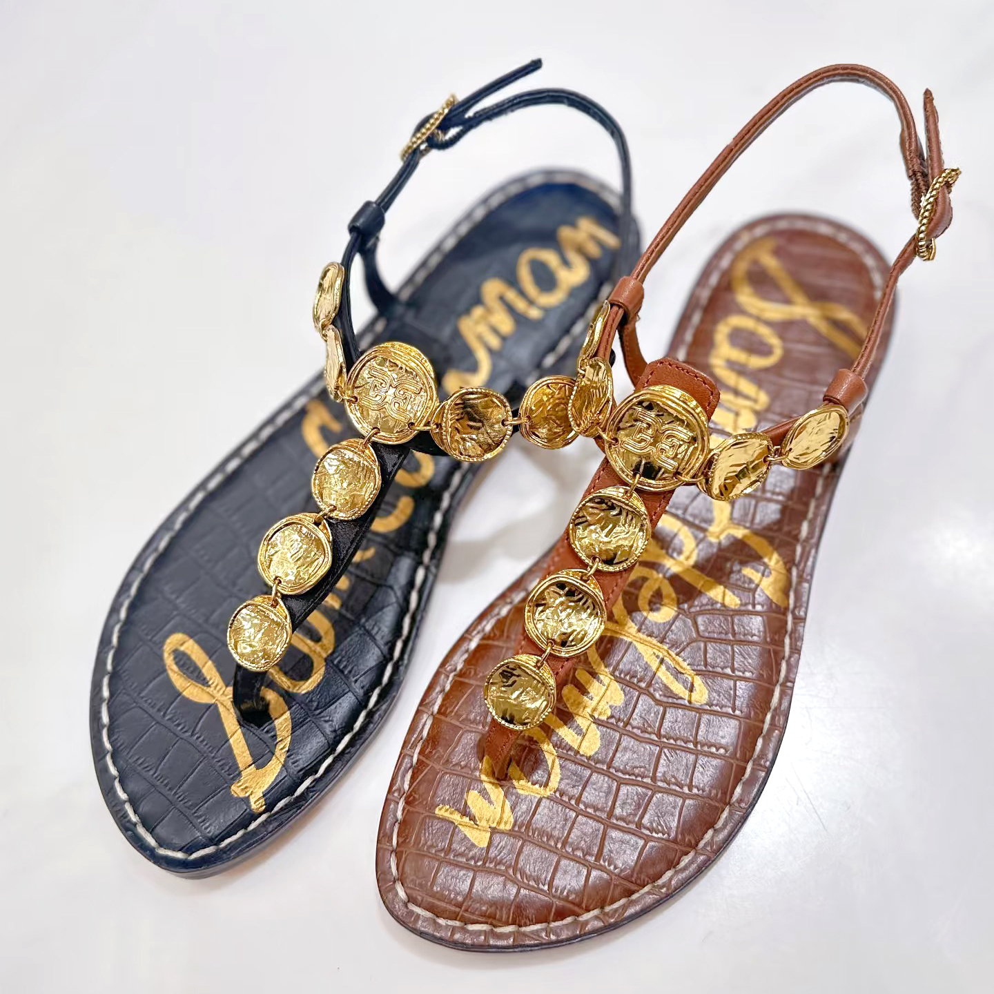 Croc Embossed Leather Flip flops Outdoor Classis Sandals luxury Summer Sam Edelman thong Coin Toe clip brown slippers Designer Gigi Ray womens casua
