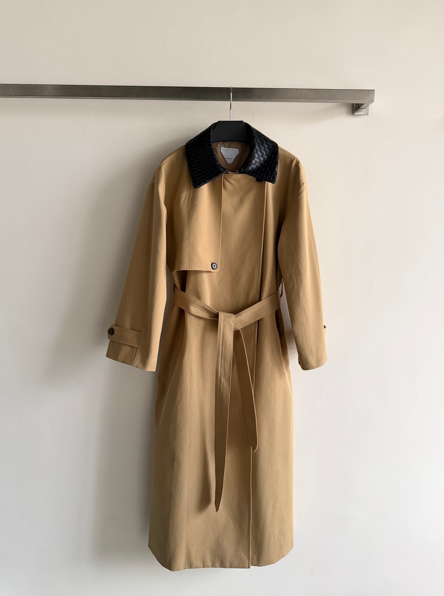 226b Dames trenchcoat kaki herfst winter lange mantel leren kraag taille revers losse pasvorm