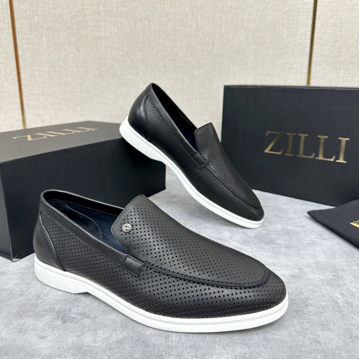 low top loafer ZILLI slip ons Breathable sneaker Outdoor travel Retro Business luxury 1 1 Designer run Genuine Leather casual shoes tennis men High