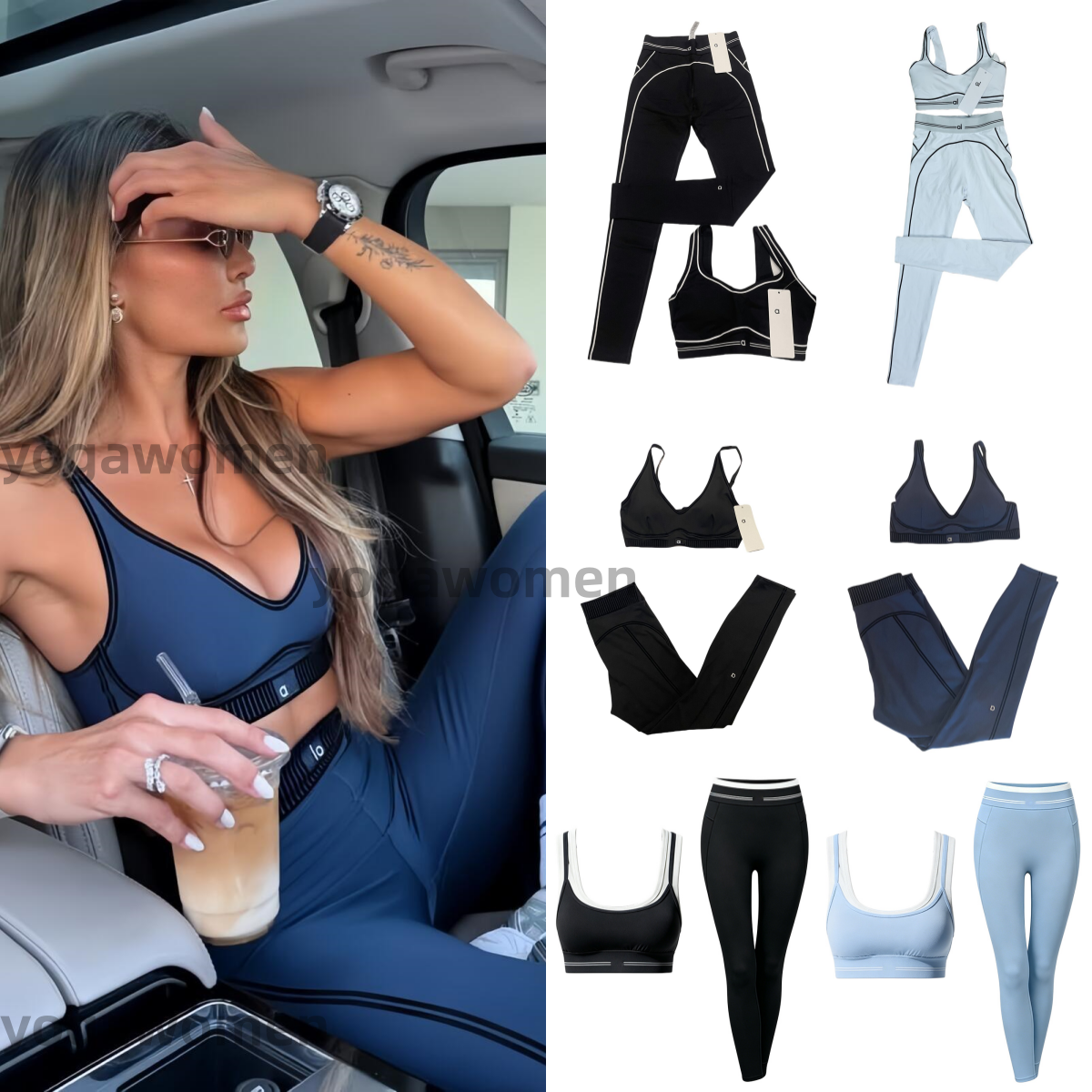 2027 yoga alosetismly sets exercise set 2 piece bra+pants sets high end minimalist sports sportswear designer women gym bra leggings alosetismly set