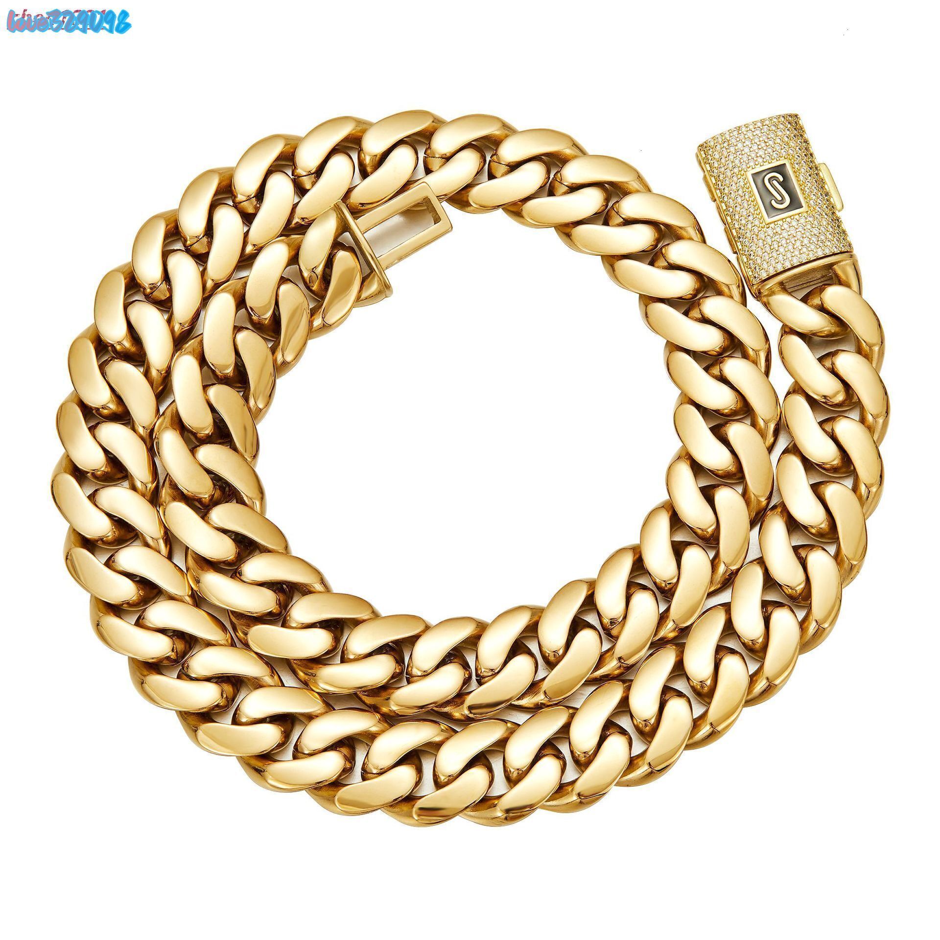 Hip-hop Jewelry2026 Hip Hop Iced Out Moissanite Box Clasp 14mm Chunky 18K gold Laminated Flat Cuban Link Chain 14K Gold Stamped Necklace for Men