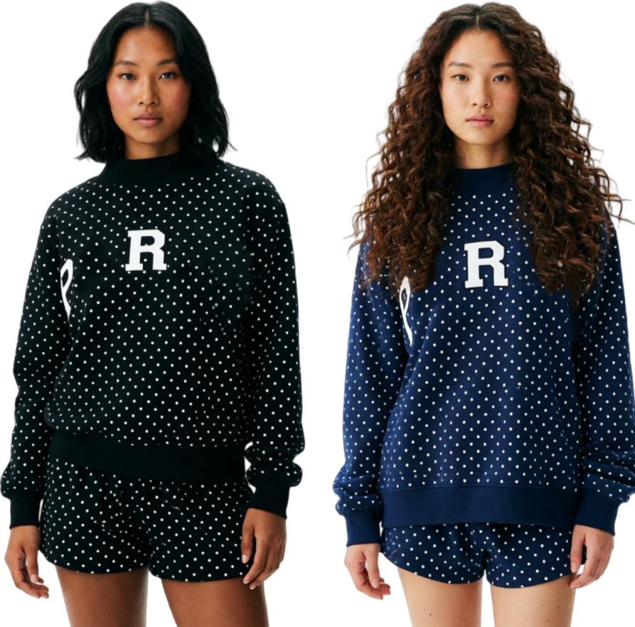 E7339 PAR Début de l'automne Sweat à capuche à pois pour femme avec lettre brodée Col montant Col montant Automne Imprimé Patchwork Pull pour dam
