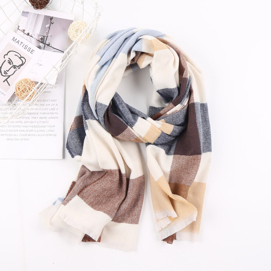 Factory Direct High Quality Artistic Japanese Style Checkered Scarf Cashmere Like Warm Shawl For Fall Winter DH003 Z260917