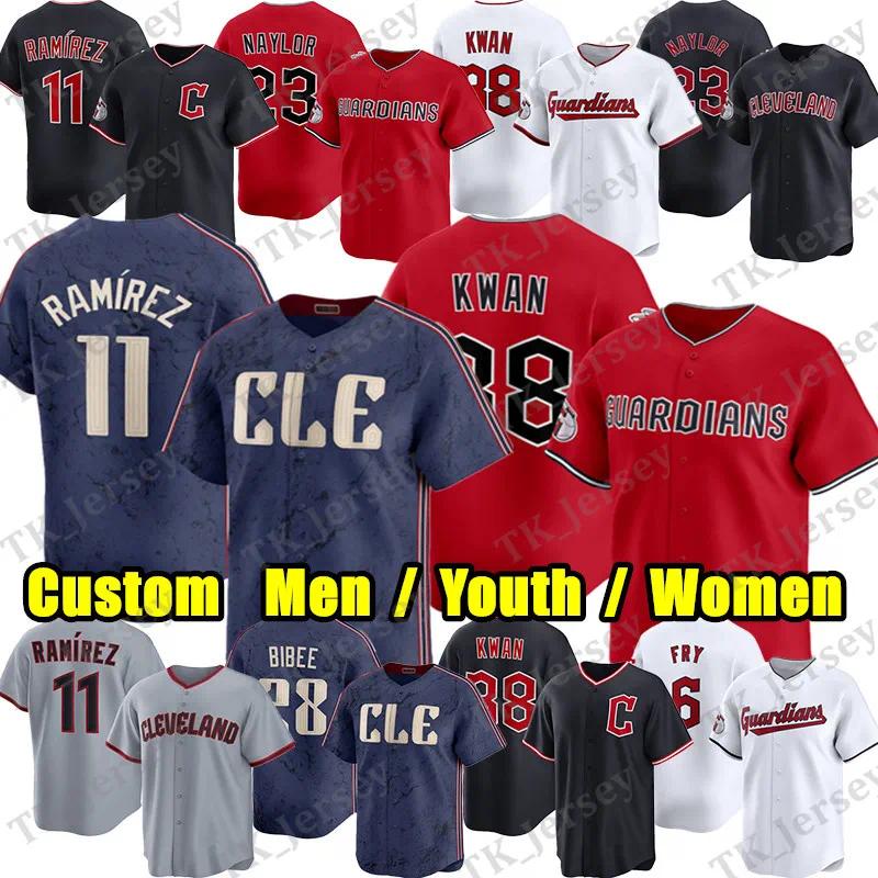 Custom Guardians Baseball Jersey Clevelands Jersey Jose Ramirez Steven Kwan Tanner Bibee Bo Naylor Ricky Vaughn Williams Bazzana Stitched Any Name N