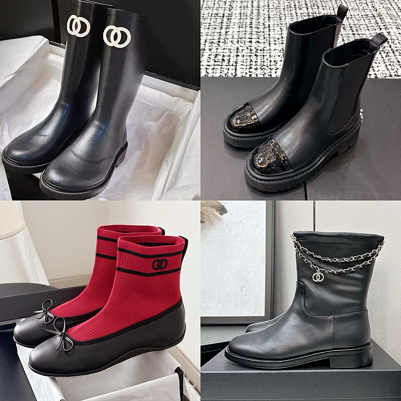 Designer shoes Womens boots Autumn Winter Womens leather lace-up low heel platform ankle boots Womens Knight boots Womens luxury high quality CC rai
