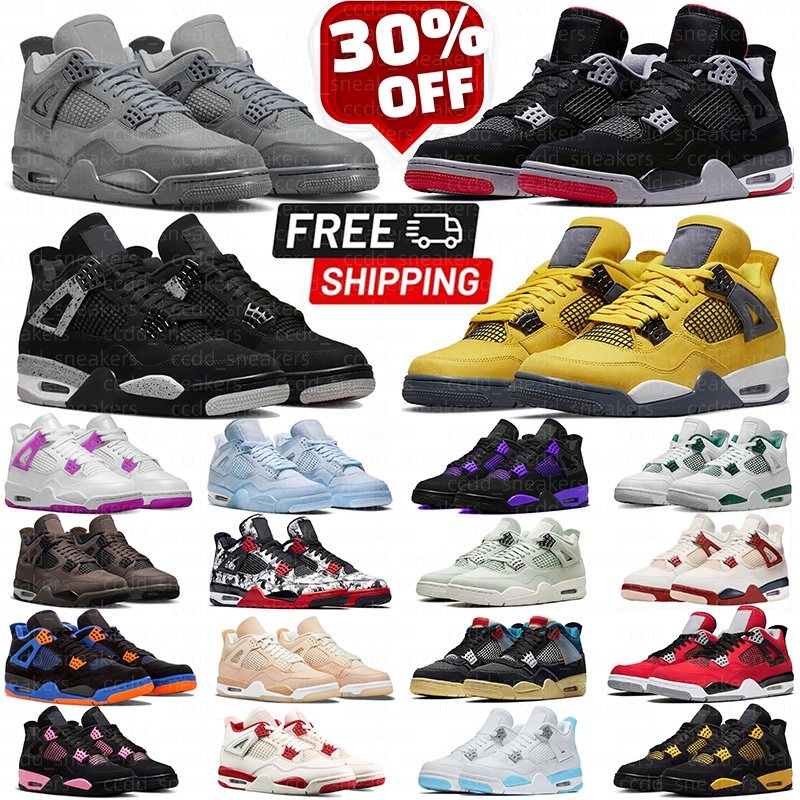 free shipping basketball shoes 4s designer jordan4mens sneakers outdoor trainers men womens panda black cat blackred jellyfish 4 lightning what the