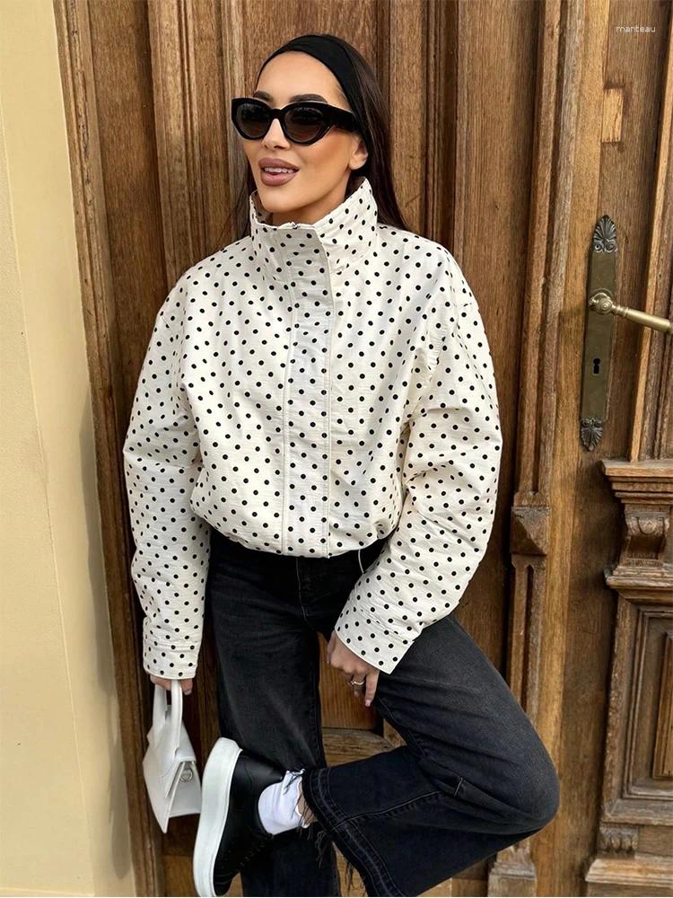 Women's Jackets SLTNX Polka Dot Spring Autumn Short Coats High Street Long Sleeve For Women 2026 Elegant Office Ladies Casual