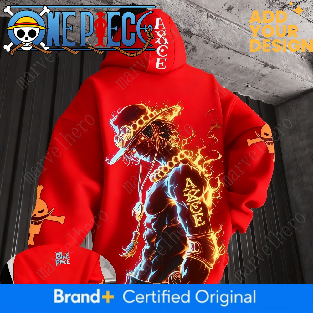 One Piece Anime Ace Co Branded Printed Hoodie 2025 Men's and Women's Autumn/Winter Loose Casual Japanese Harajuku Sweater Top