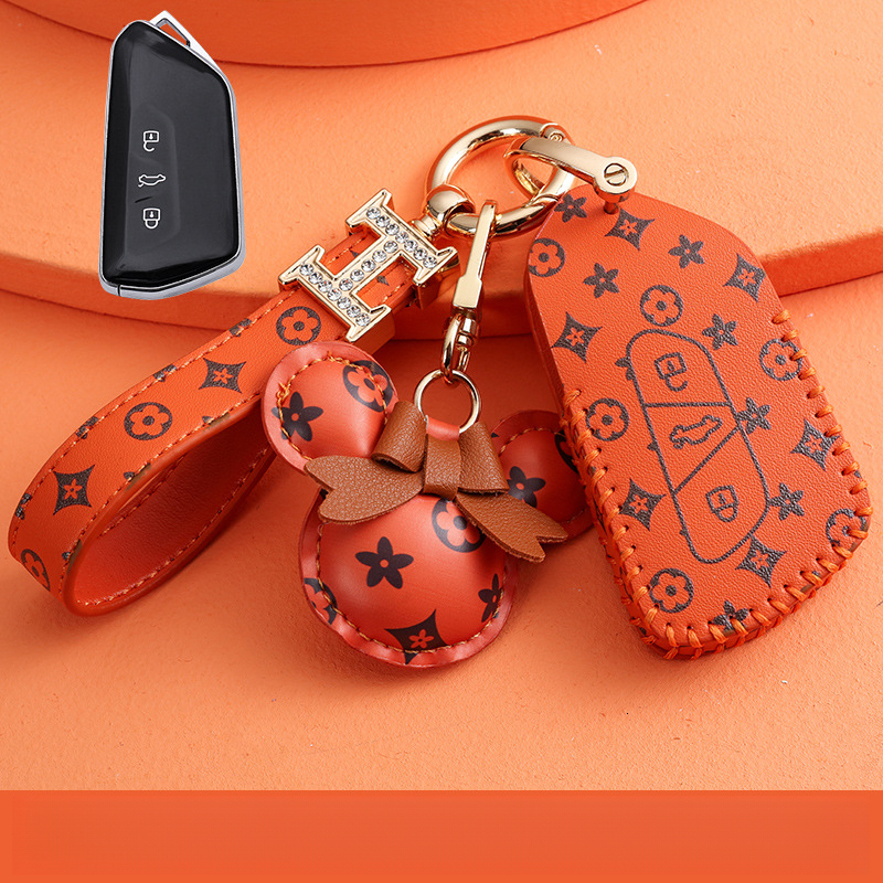 Leather Bear Charm Creative Factory Direct Wholesale Fashion Bag Car Keychain for Tesla Model 3/Model S/X/Model Y Luxury Key Cover Holder333