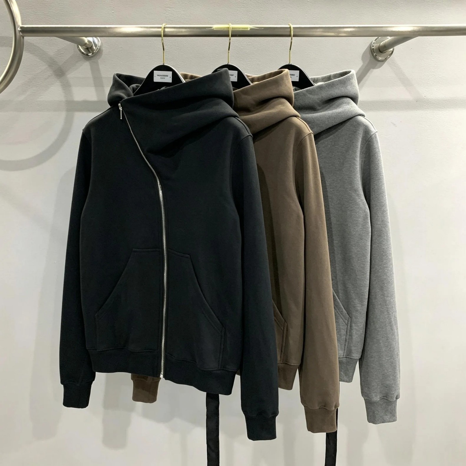 2026 RO brand hoodie hip hop rock SUBHUMAN Wizard Hat Ribbed Black Zipper Cotton Solid Color European and American Style Women's Sweatshirt Sli