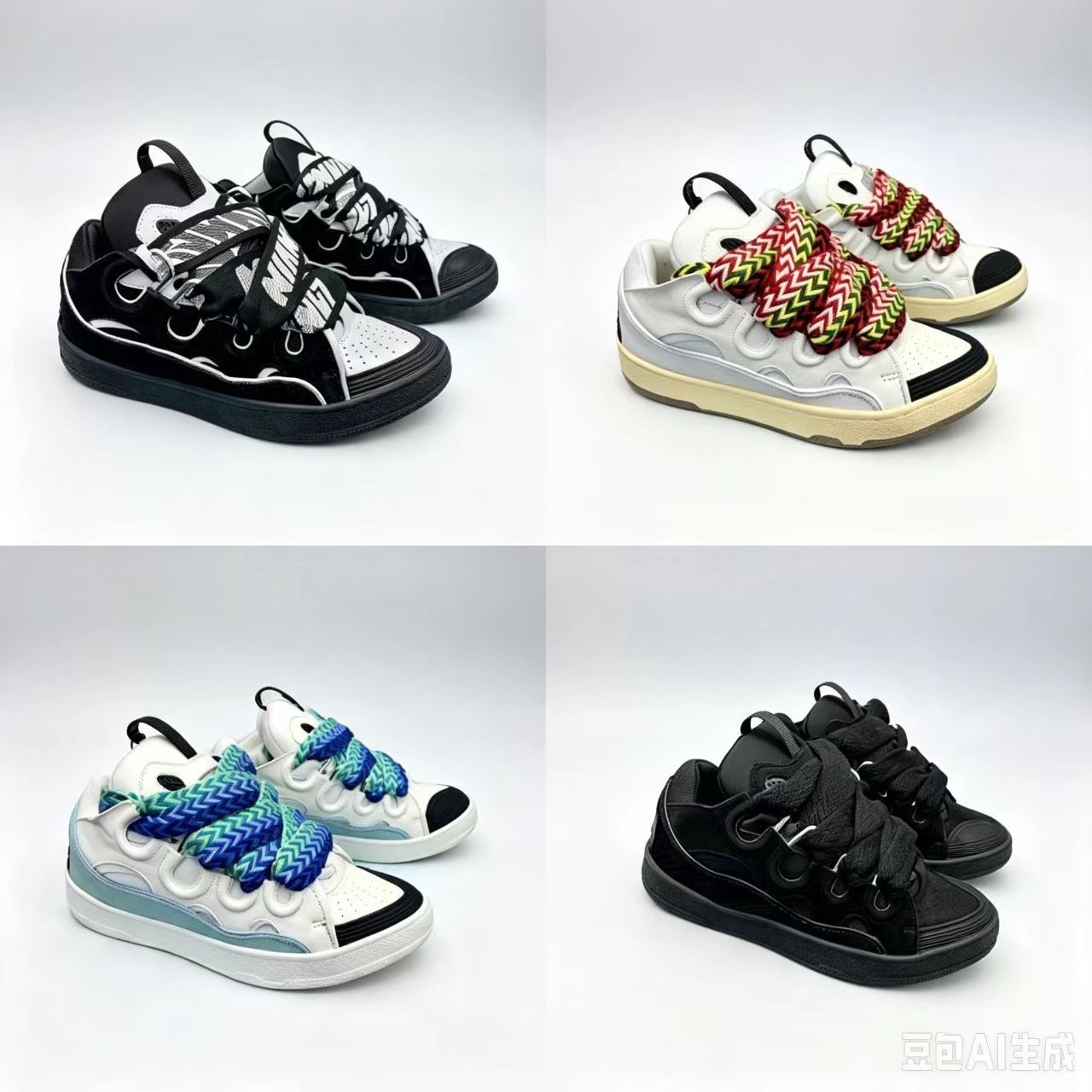 Designer Curb Sneaker Unisexe Chunky Board Chaussures Épais Tressé Lacets Casual Skate Baskets Vague Creuse Gomme Supérieure Semelle En Caoutchou