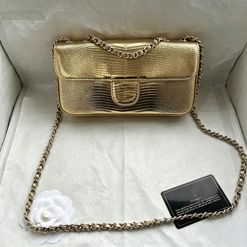 CF Fashion Women's Shoulder Bag Flip Leather Classic Lizard Pattern Metal Hardware Metal Turnkey Matelasse Chain Luxury Handbag Crossbody Eveni