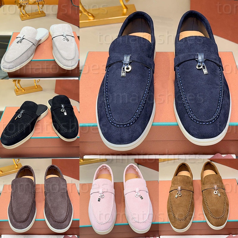 New Loafers design mens universal comfortable Suede Fashion Casual Shoes womens Open Walk Slipper Mules Flat Chaussons Luxury Quality Sneakers Mule