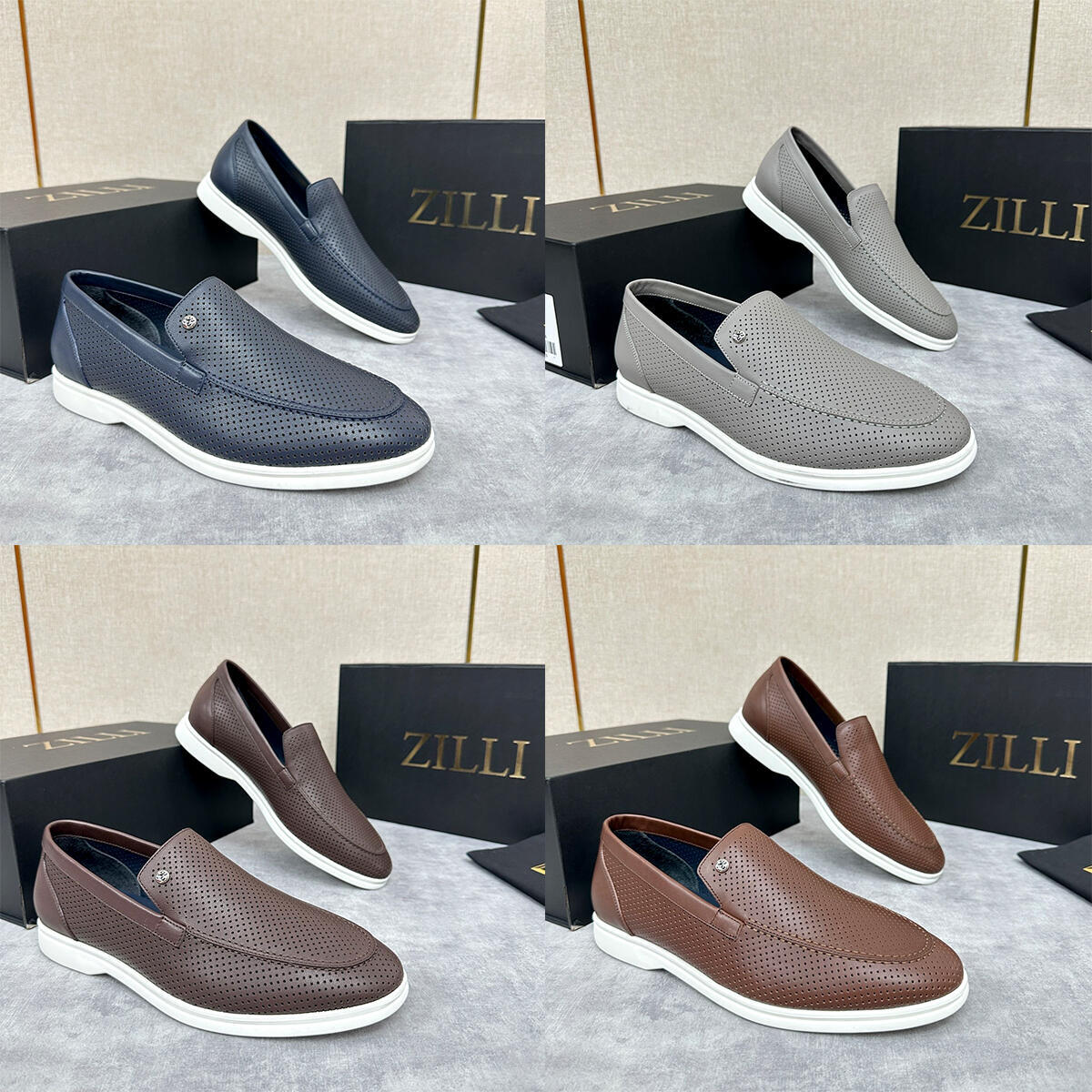 High end Business Brand slip ons casual shoe ZILLI Walking Breathable loafer men run tennis Designer Outdoor Genuine Leather low moccasin dress shoe