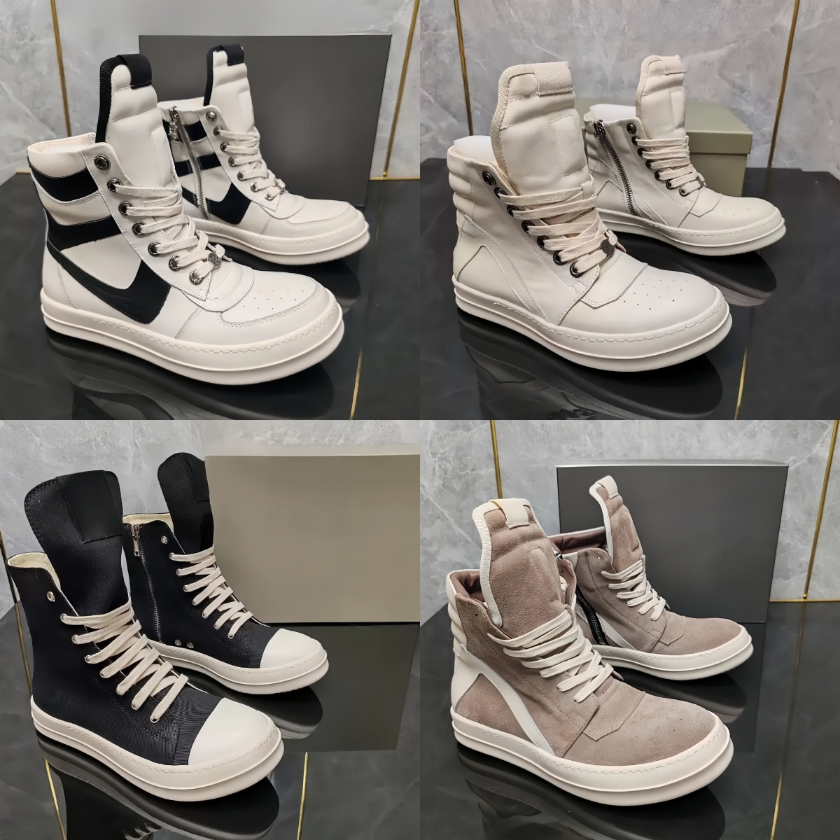 Designer Hommes Femmes Rocks Chaussures de course Casual High-Top Plate-forme à lacets Oowenss Baskets Noir Blanc Rouge Plusieurs couleurs dispon