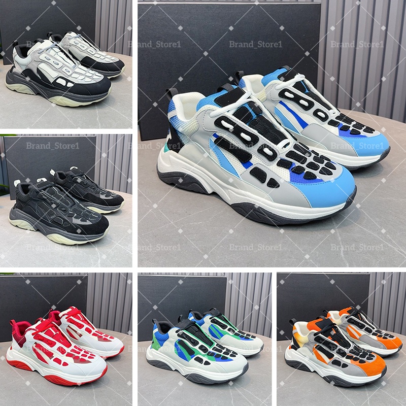 Designer Shoes Bone Runner Series Men Sneakers Casual Vintage Trainers High Quality Skeleton Shoes Leather splice Comfortable breathable shock absor