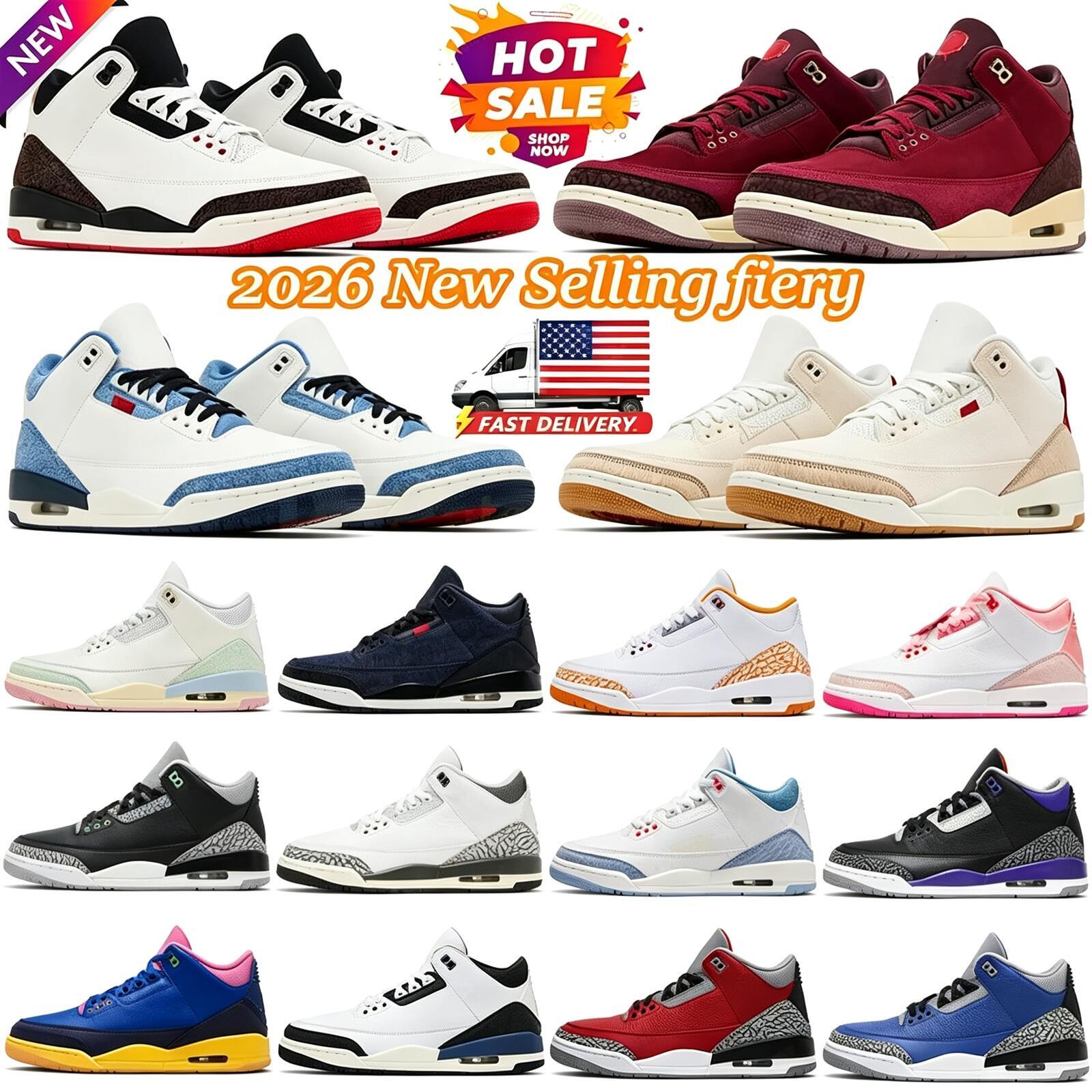 With box Designer Basketball Shoes Men Women 3 3s New 2027 Neo Pink 2026 Void Bin23 White Orange Citrus Denim Blue Pale Ivory Trainer Sneakers si