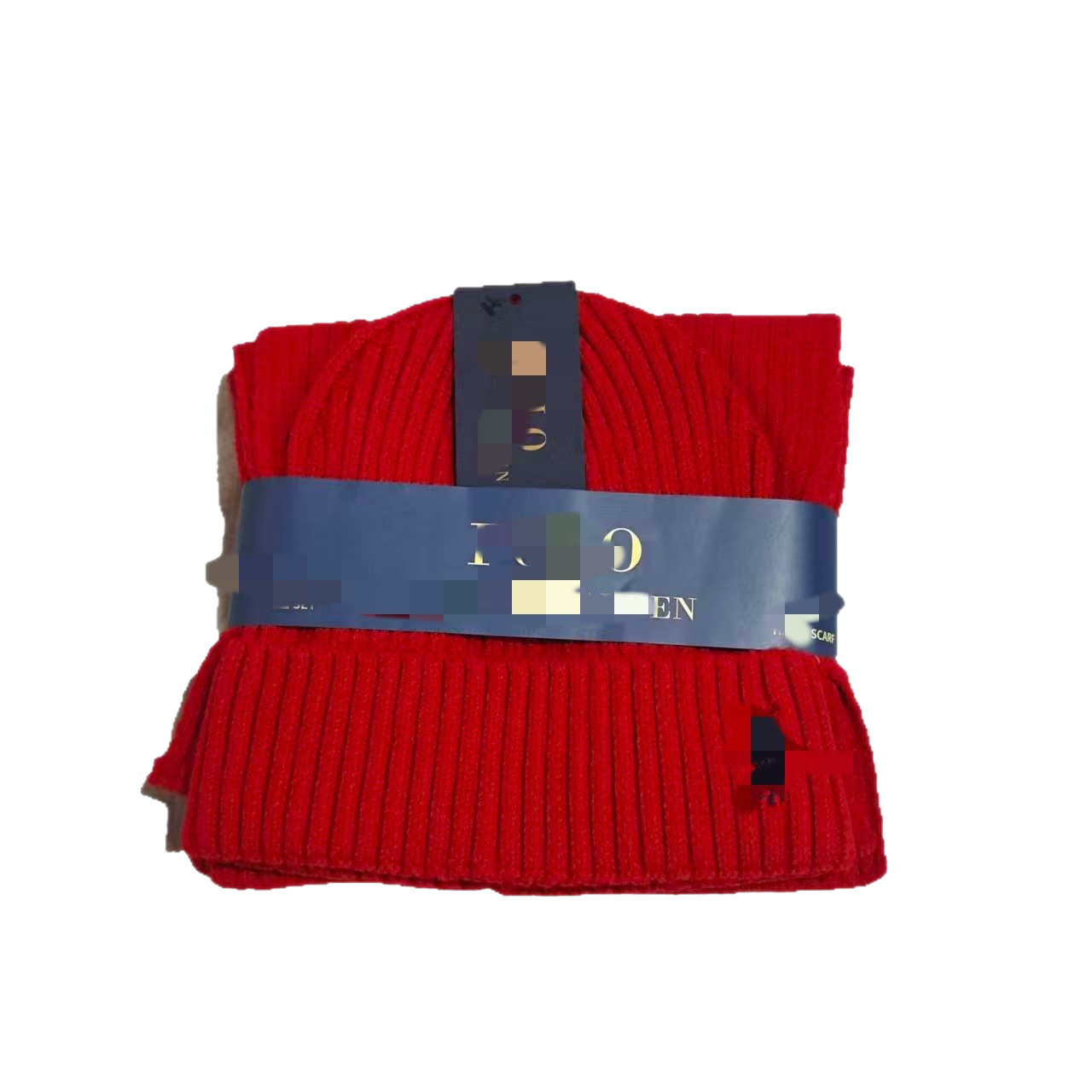 CONJUNTO DE GORRO Y BUFANDA DE PUNTO Acanalado unisex de AMERICAN DESIGNER - Calentamiento elegante con bordados únicos