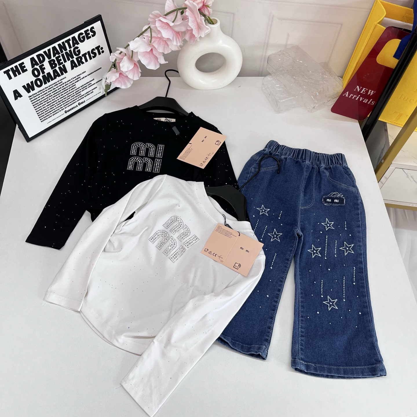Designer Girls Clothes Kids 2Pcs Outfit Toddler Long Sleeve Top And Denim Pants Children Casual Clothing Set for Girl Size 90 - 130CM L260920PRGP