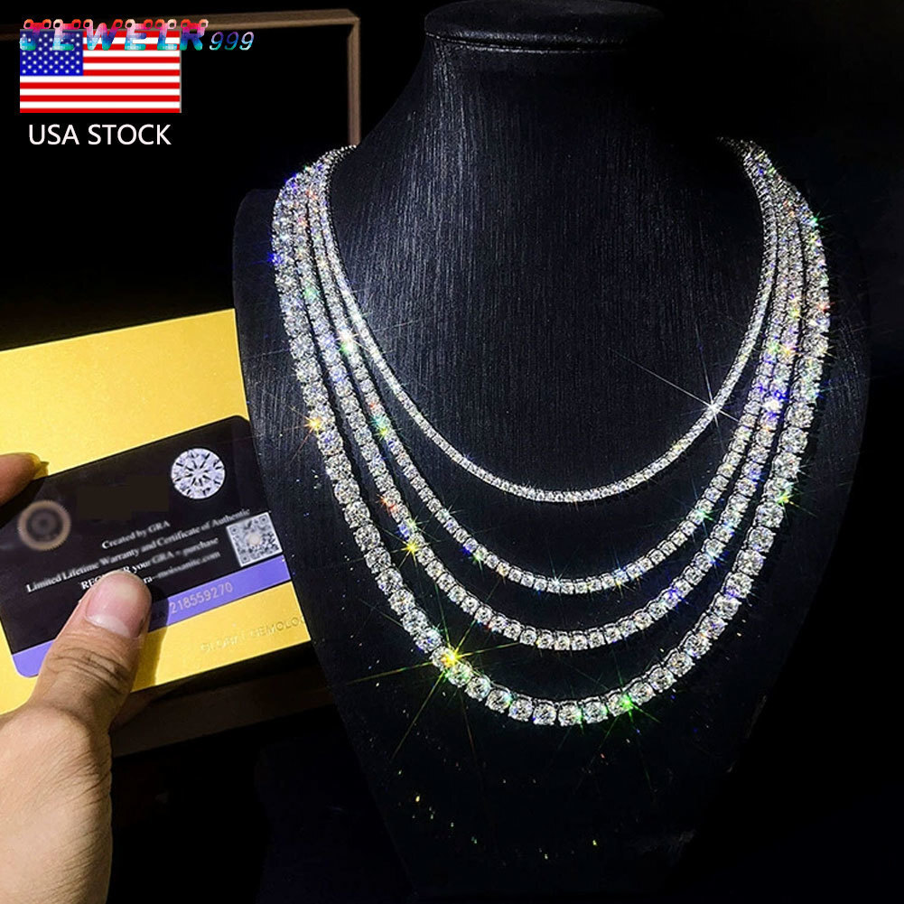 USA Warehouse Fast Shipping Pass Diamond Tester GRA Certified Hip Hop Jewelry Iced Out VVS Moissanite Tennis Chain Necklace