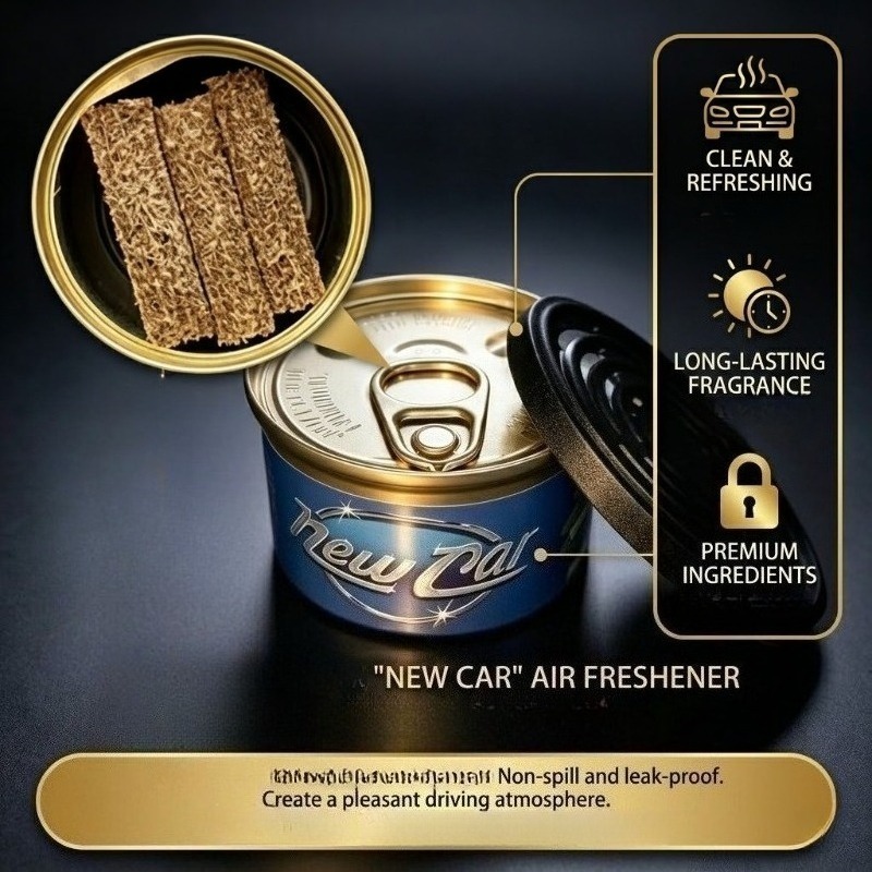60-Day Fiber Car Air Freshener Can - 12 Scents Include Coconut, Vanilla, New Car, Lemon, Cherry, Jasmine, for Auto Home Odor Eliminator