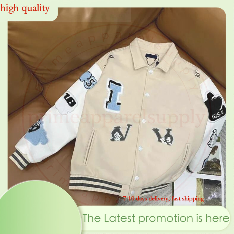 Designer 1:1 Flocking Leather Sleeves Baseball Coat Uniform Jacket High Quality Single Breasted Warm Jackets Couples Women Men Varsity Coats Men