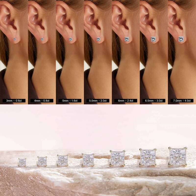 stud designer for women 925 sterling silver 4 prong pass diamond tester vvs1 square moissanite earrings 18K gold mens earring jewelry valentines day