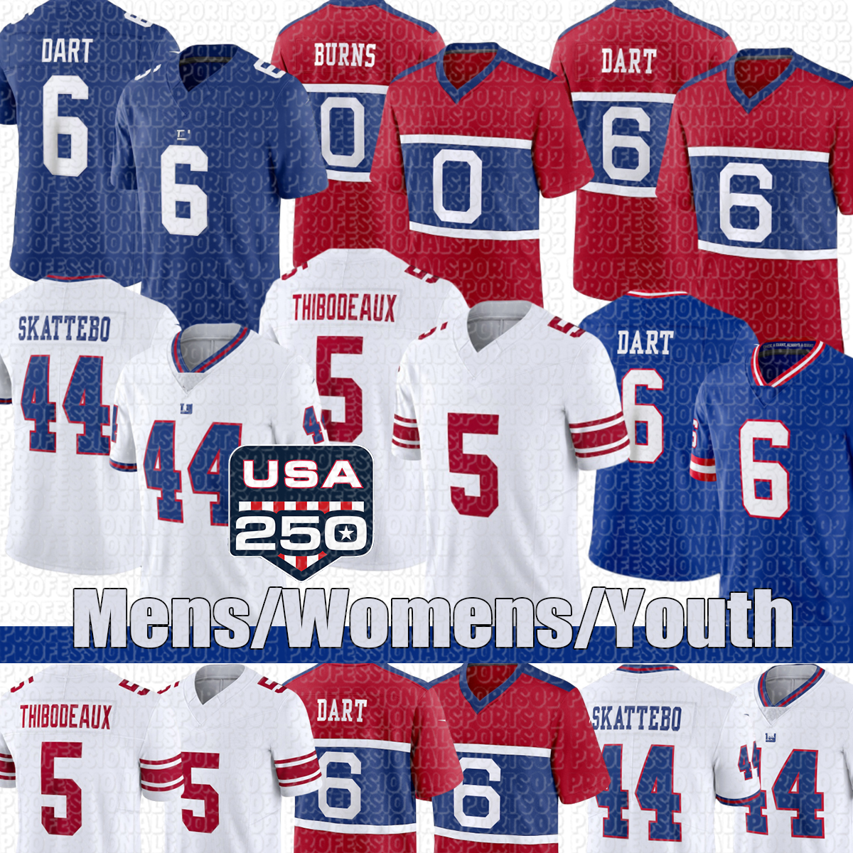 New York city ny Giantsjersey Abdul Carter Malik Nabers Brian Burns Russell Wilson Kayvon Thibodeaux Dexter Lawrence II Taylor Strahan Football Jers