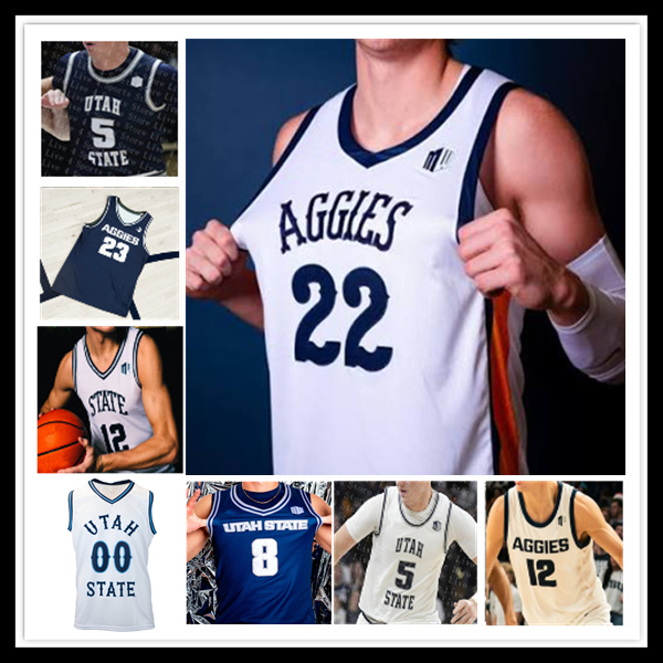 Maillot de basket-ball MJ Collins Jr. Utah State Aggies Mason Falslev Karson Templin Kolby King Garry Clark Adlan Elamin Brayden Boe David Iweze
