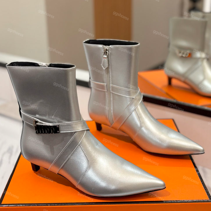 Top-Quality Nice 40 Ankle Boot Women Pointed toe High Heel Ankle Boot Designer Fashion Genuine Leather Kelly Boot Winter Fashion Boots Sizes 35-45