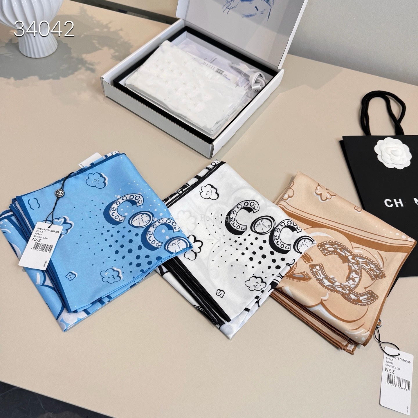 CC designer scarf wool silk scarf fashion silk scarf square summer new style silk women ribbons for work travel outdoor and home headband with box