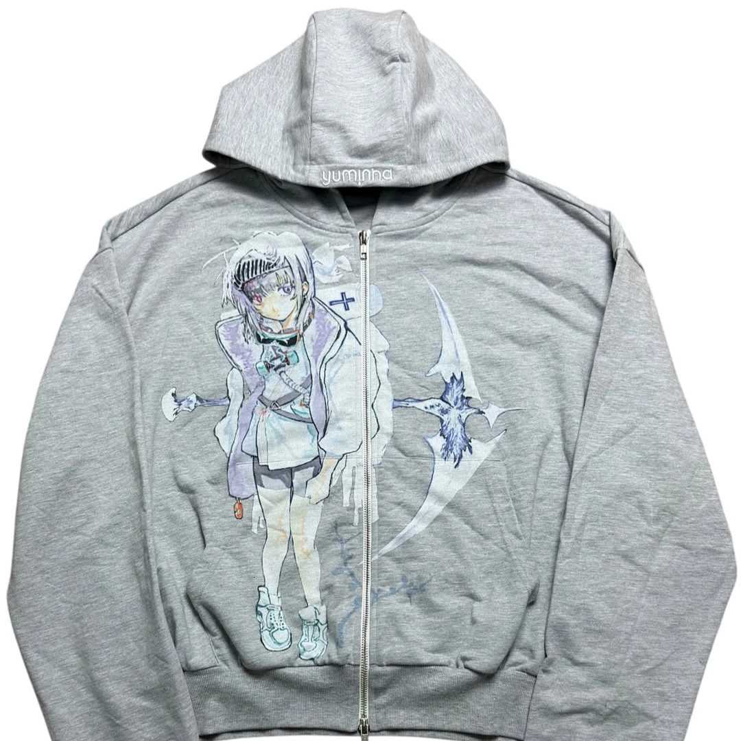 Y2k Casual Japan Anime Zip Hoodies Women Grunge Streetwear Sweatshirt Tops Hip Hop Goth Harajuku Oversized Hoodie Women Clothing R260827