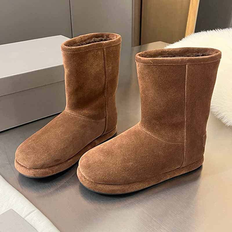 Designer womens Alaska Soft Bootie Brown white Winter Warm Snow Boots Suede upper Toneontone sole Daily casual womens boots Commuting tourism