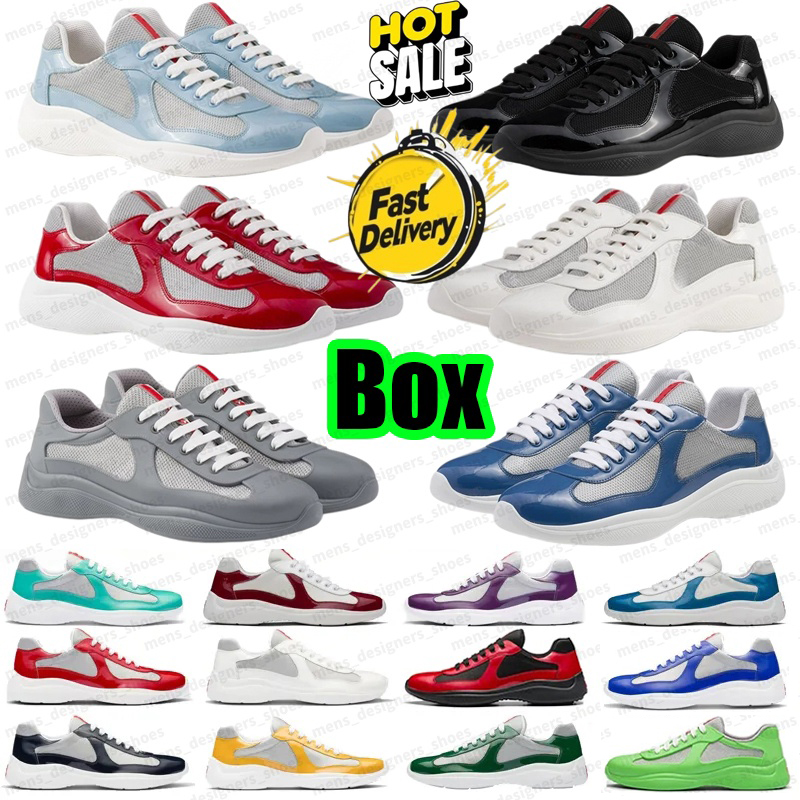 Designer Cup Shoes P shoes Runner Trainers Men America Cup Leather Sneakers Flat Trainers Black White Red Mesh Lace-up Casual Shoes Big Size EUR 35-