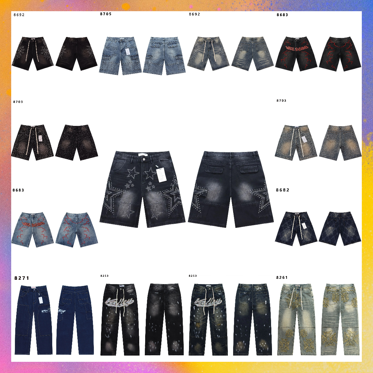 10A vally jean shorts Dreams Mens Designer Vale Shorts For Summer Fashion Jeans Hombre Trousers Biker Embroidery Ripped Trend Cotton Men Cargo Pants