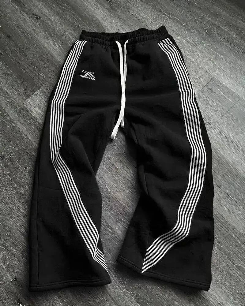 Y2K Black Gray Camo Tactical Casual Pants for Men And Women Premium Jogging Baggy Drawstring Sweatpants Functional Fashion 260113