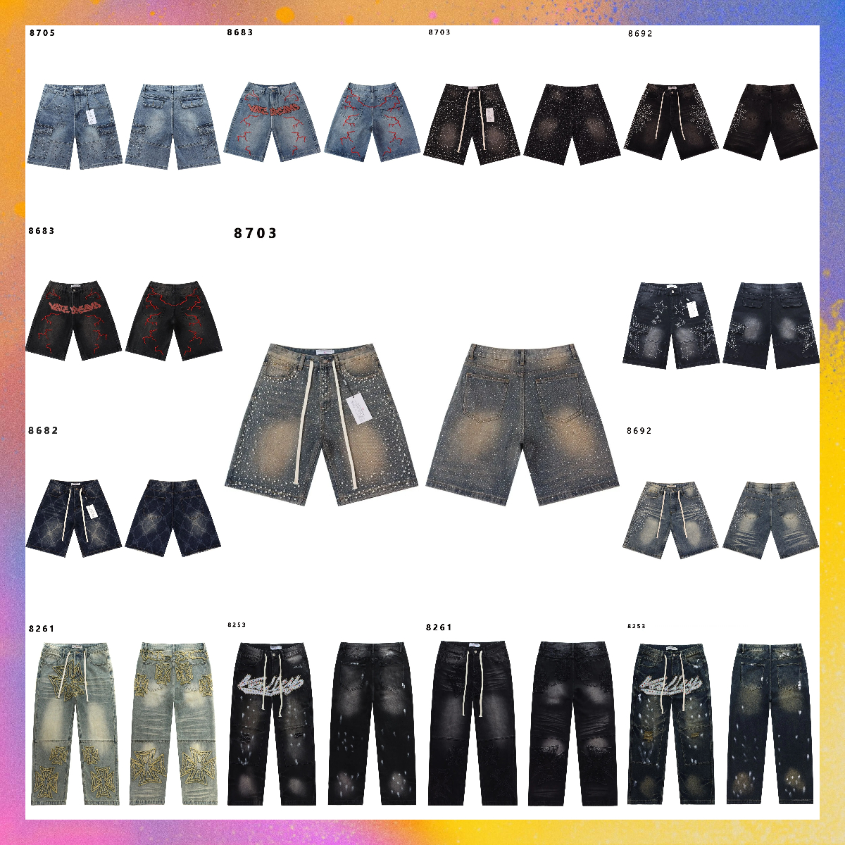 10A vally jean shorts Dreams Mens Designer Vale Shorts For Summer Fashion Jeans Hombre Trousers Biker Embroidery Ripped Trend Cotton Men Cargo Pants