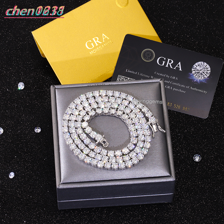 2026 Fashion Hip Hop Jewelry 2MM 3MM 4MM 5MM Width Bling VVS Round Moissanite Tennis Chain