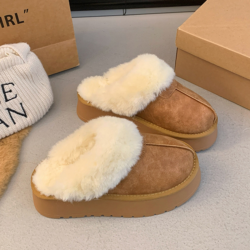 Free Shipping Worldwide luxury Designer Hairy slippers for women wearing thick soled toe half slippers 2026