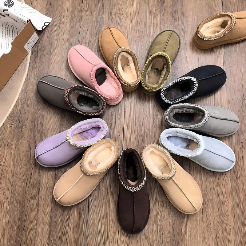 Designer Style Femmes Hiver Mocassin Pantoufles Ethnique Broderie Garniture Fausse Fourrure Doublée Slip On Fermé Toe Maison Extérieure Diapositi