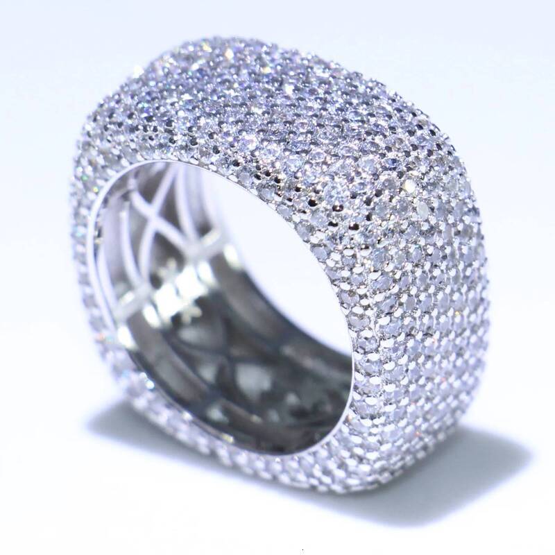 Stunning New Arrival Luxury Jewelry 925 Sterling Sillver Full Micro Pave White Sapphire CZ Gemstones Engagement Finger Ring