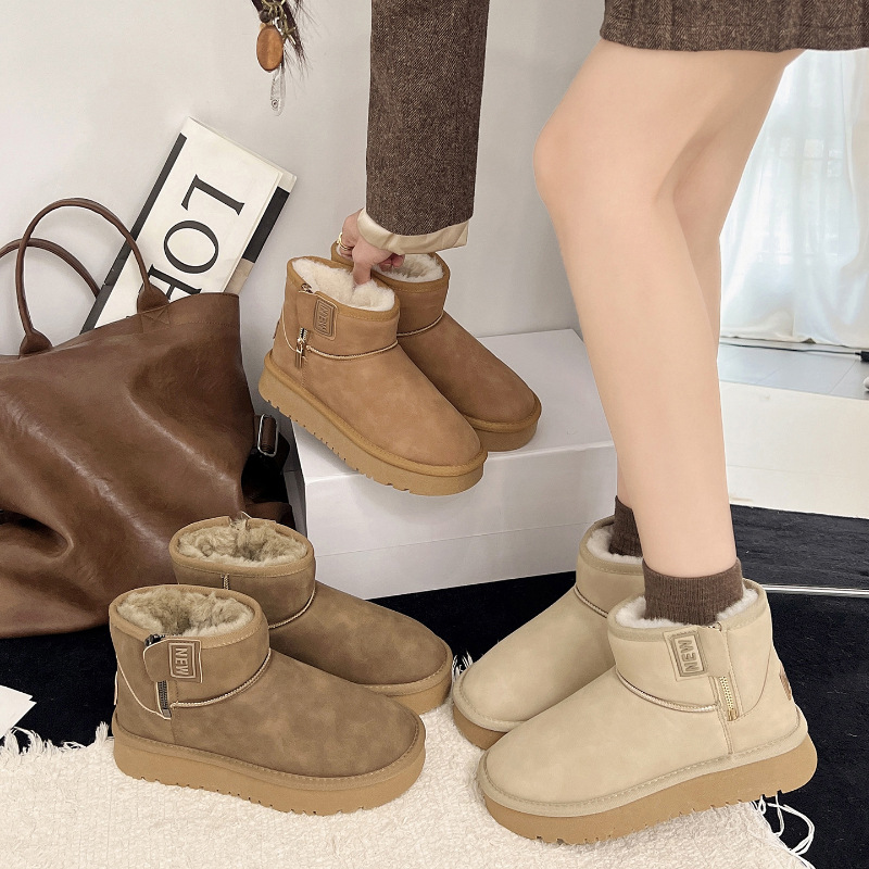 Free Shipping Worldwide luxury Designer 2026 Winter Snow Boots Womens Short Tube Snow Cotton with Thick Velvet for Snow Protection new