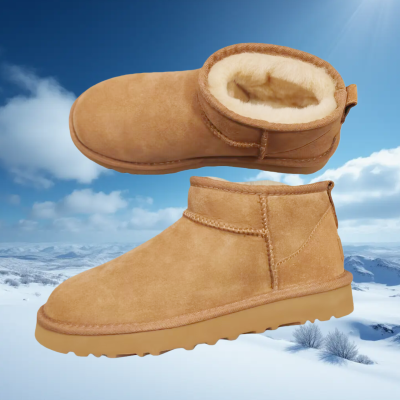 Winter High Quality Sheepskin Wool High Versatile Chestnut Color Womens Boots with Integrated Fur and Snow Shoes Men's Boots
