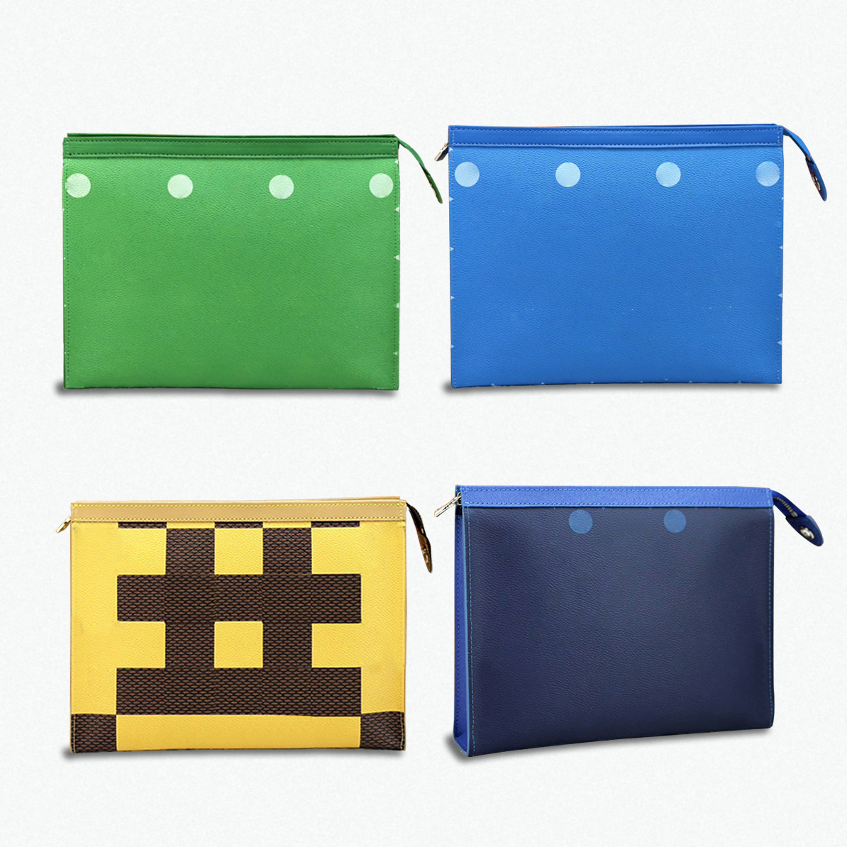 Luxury Designer Checkerboard Print Women's Clutch Bag Waterproof Coated Canvas Zipper Cosmetic Pouch Travel Toiletry Organizer Multiple Colors