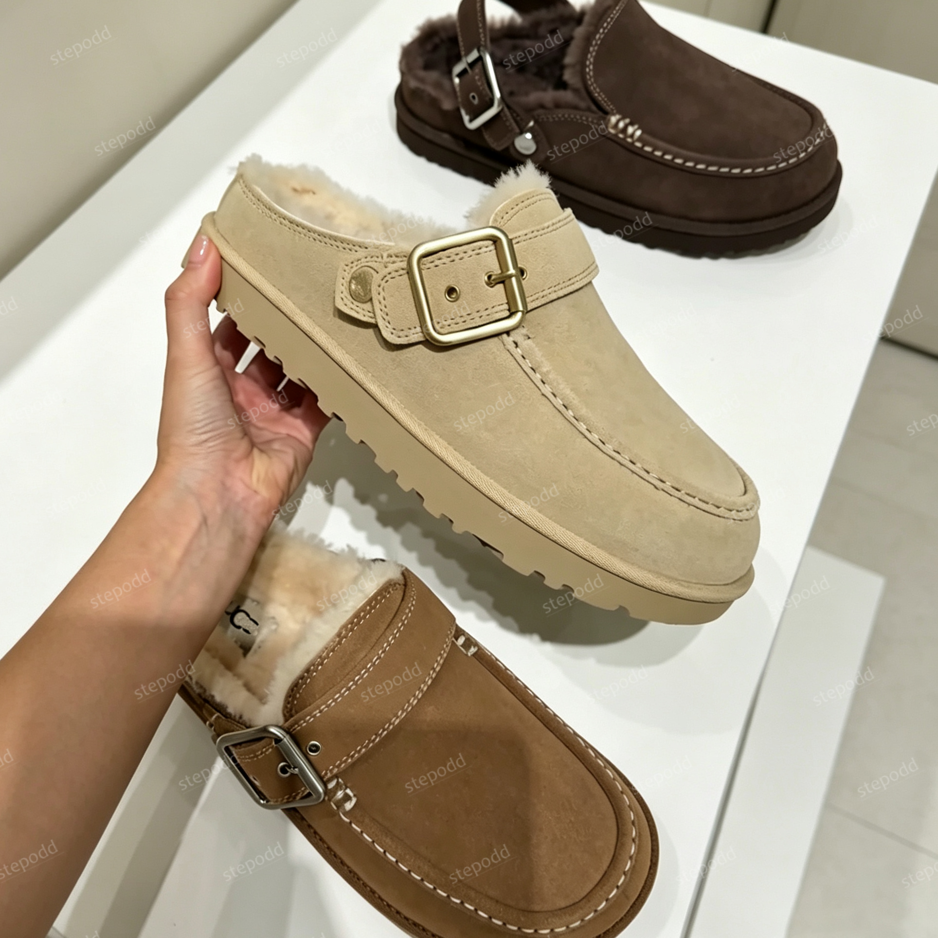 Evelina Clogs Designer Goldenstar Evelina Clog Slippers Slides Dad Sandal Tasman Tazz Women Men Snow Boots Golden Star Fur Furry Slide Buckle Mule S
