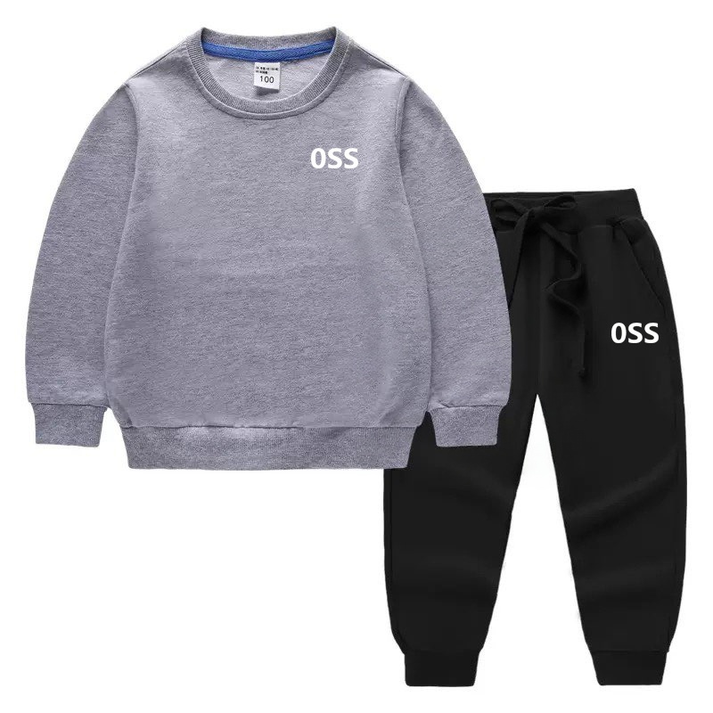 Kids Casual kids designer clothes Autumn Spring 2pcs Green Hoodie Pants Letter Print 100% Cotton Tracksuits Boys Girls Simple Outfits Children Cloth