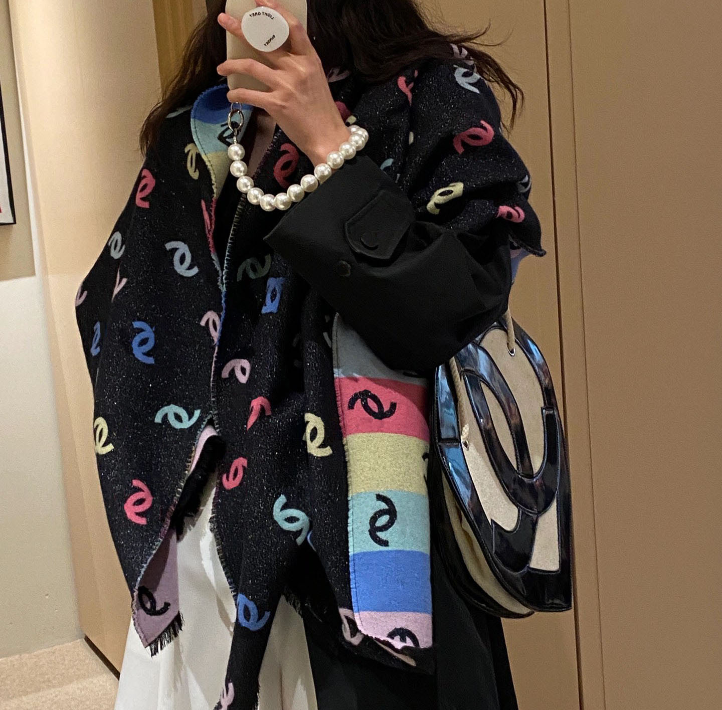 Scarf designer scarf luxury scarf designer cashmere couple scarves letter solid colour warm versatile style fashion scarf Black and white very nice