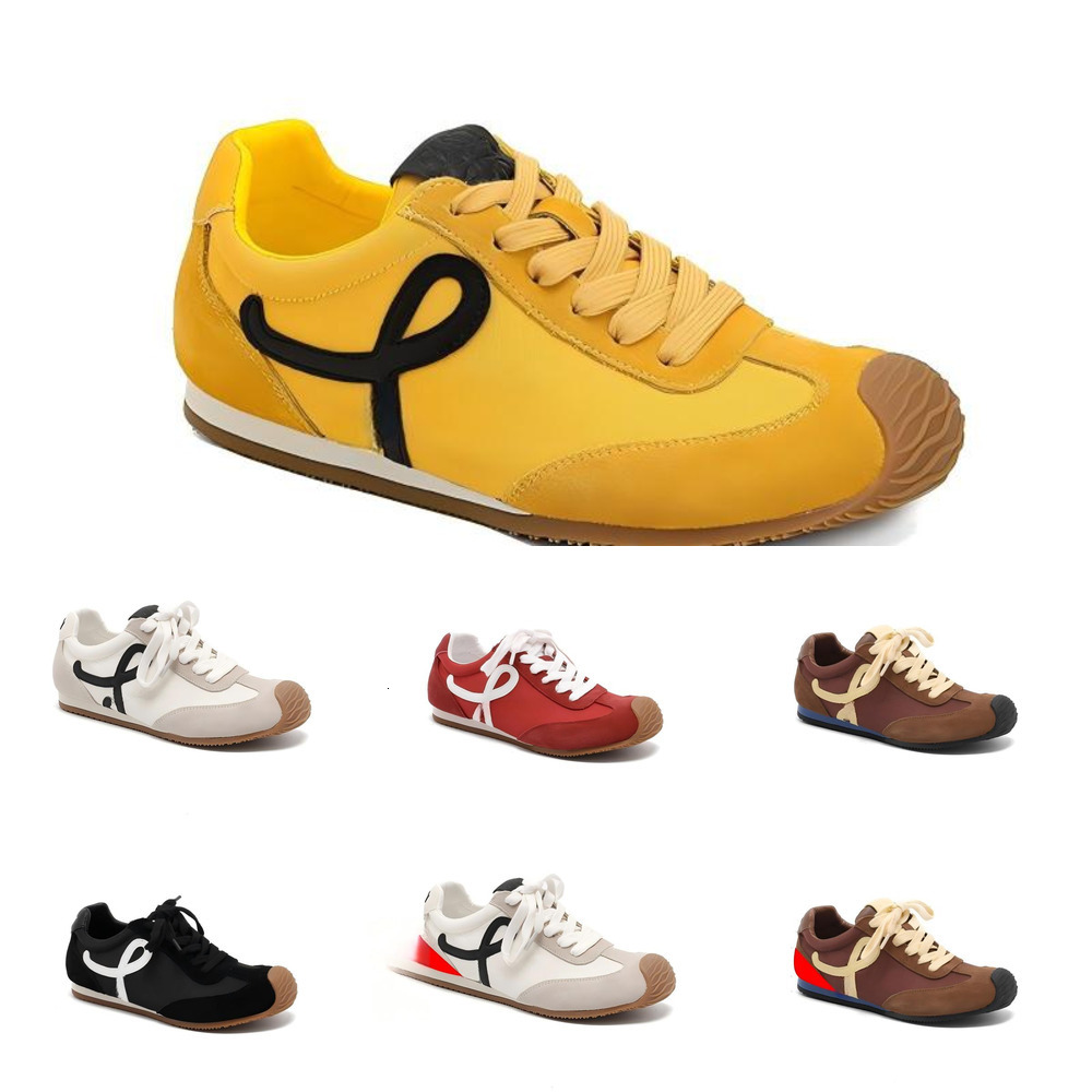 Designer Femmes Rétro Plat Casual Baskets Nylon Cuir Patchwork À Lacets Baskets Beige Blanc Gomme Caoutchouc Toe Quotidien Rue Chaussures De Marc