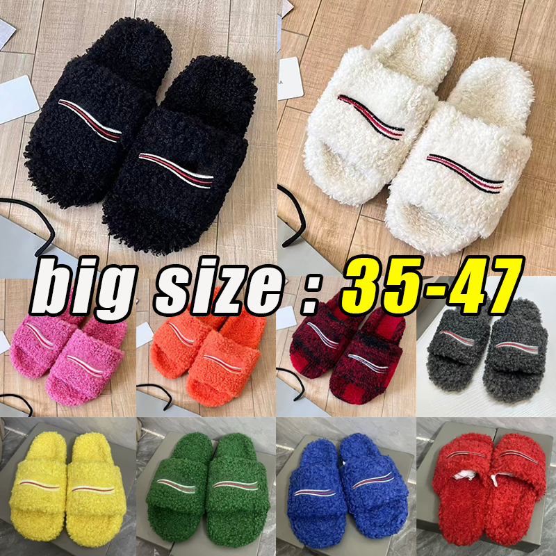 Free shipping Paris Luxury Slides Designer mens womens Ladies Wool Winter Fur Warm Letters Sandals Indoor Outdoor pool beach Flip Flop Slipper