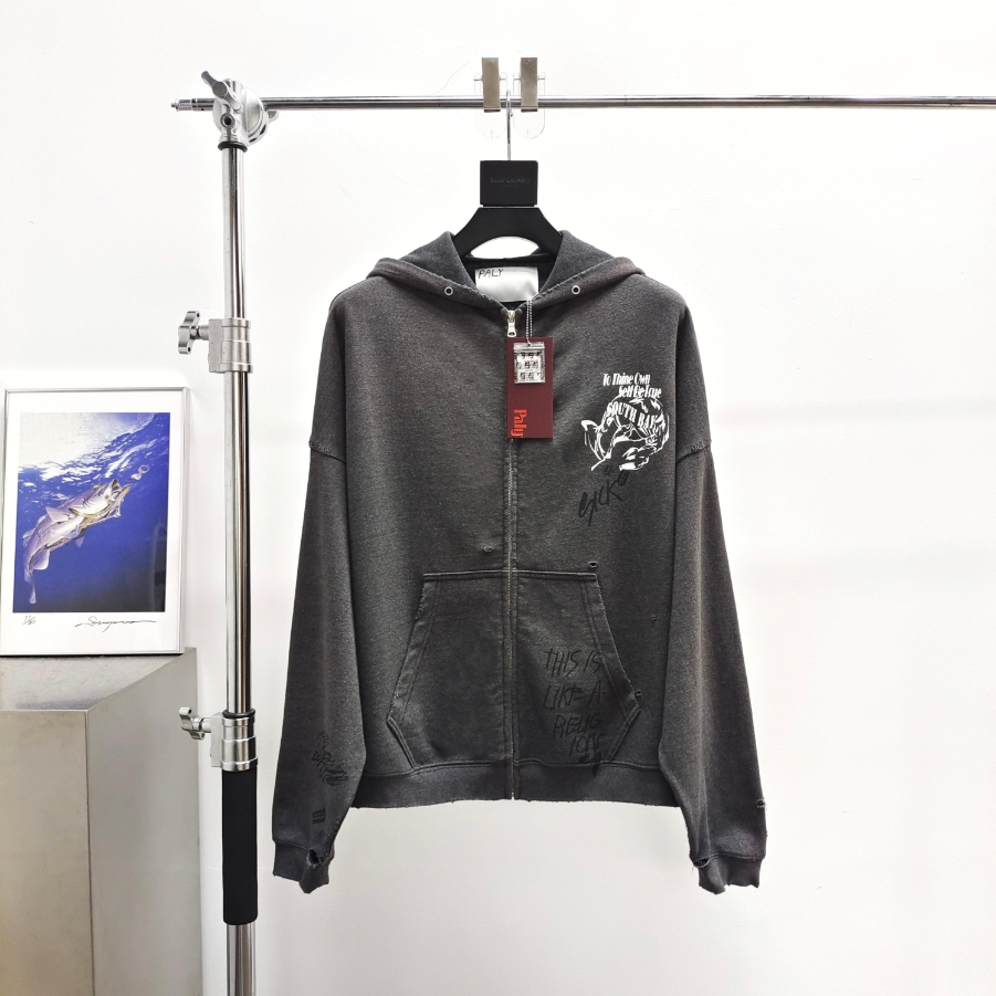 Autumn Winter Vintage Zip Up Coats Men Women Graphics Zipper Hoodie Hooded